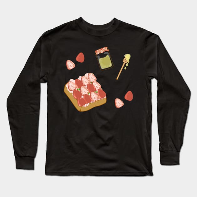 Strawberry Cream Bread Long Sleeve T-Shirt by CITROPICALL